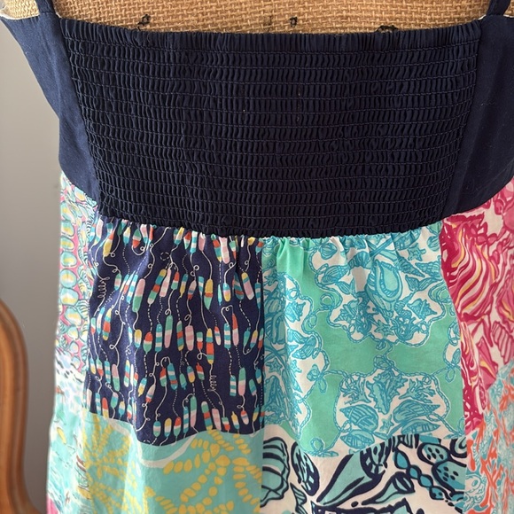 LILLY PULITZER Spring dress sundress navy blue white corset nautical L 10 12 - Picture 8 of 12